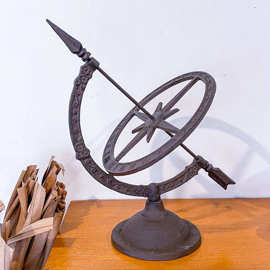 Cast iron sun dial garden ornament statue