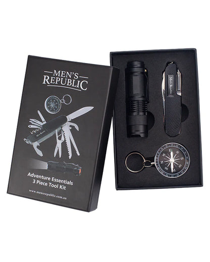 Camping adventure gift set - compass, torch and multitool knife