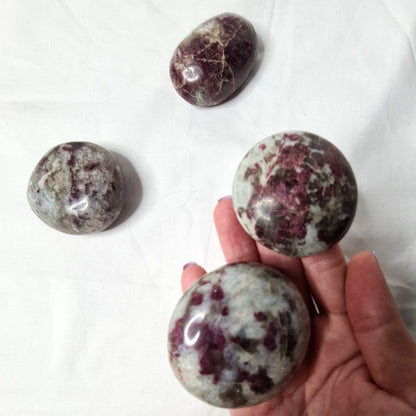Pink Tourmaline crystal palm stone