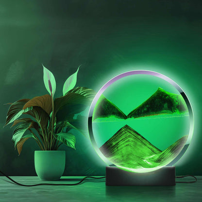 Colour changing moving sand art statue with LED lamp light - large