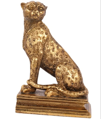 Gold leopard bookend statue