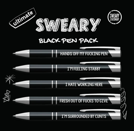 Rude / sweary / abusive 5 Ballpoint Pen Pack
