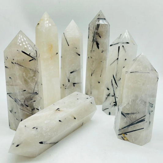 Yin Yang Tourmaline in quartz rutile crystal tower generator XL
