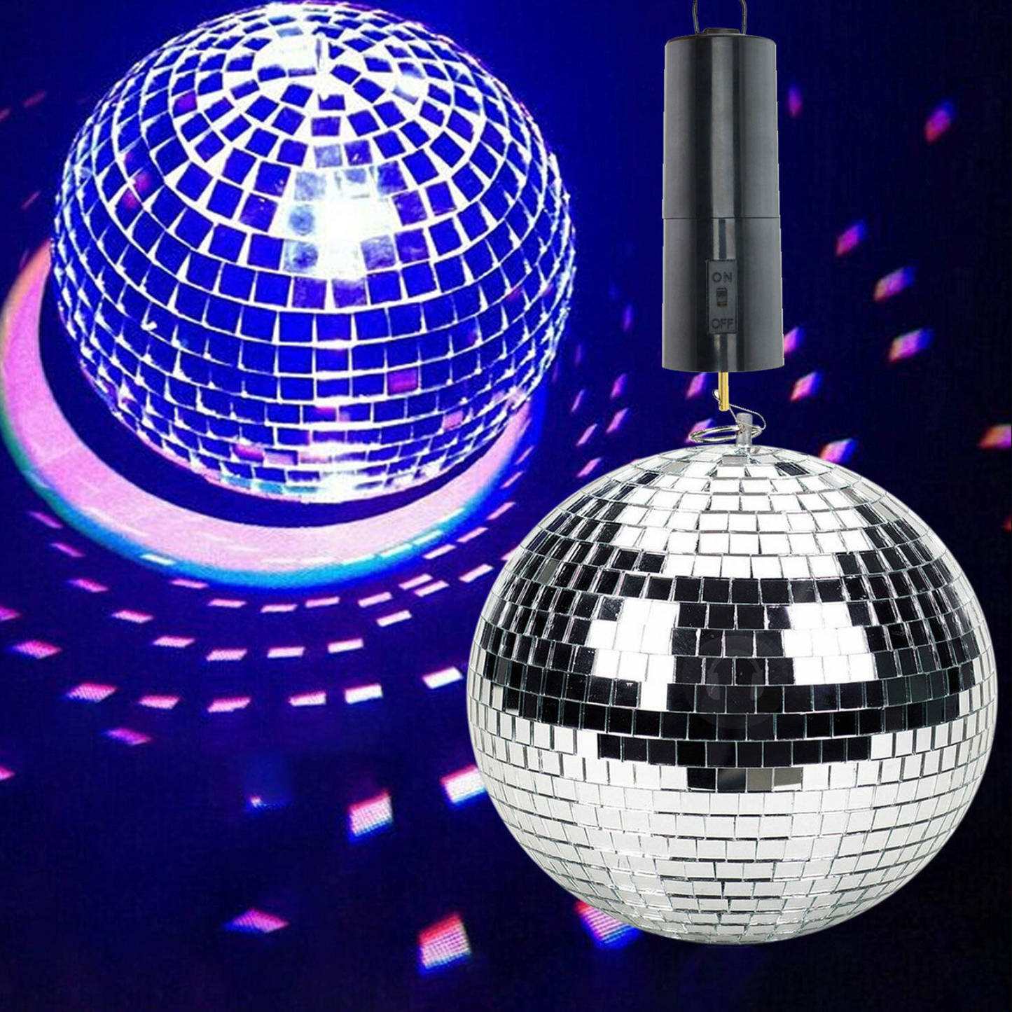 Disco mirror ball with motor spinner