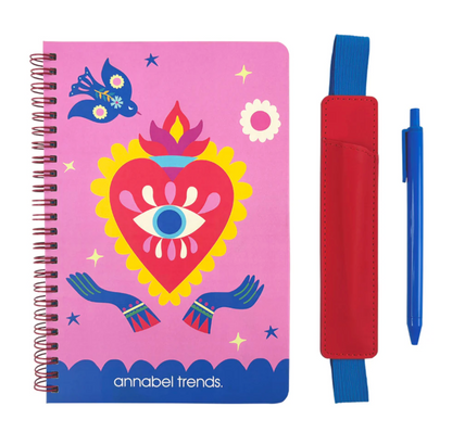 Evil eye heart note book with pen