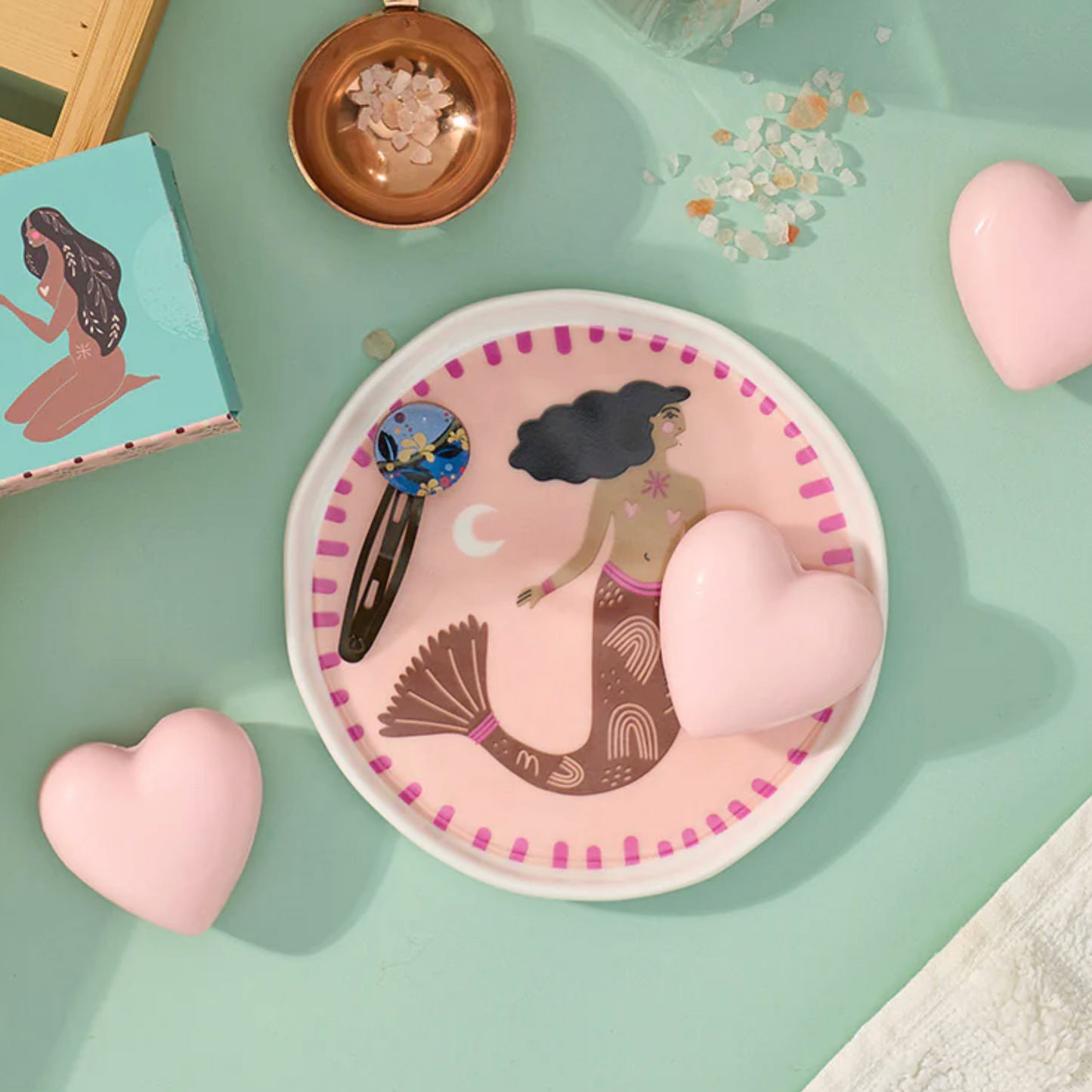 Pink mermaid trinket dish