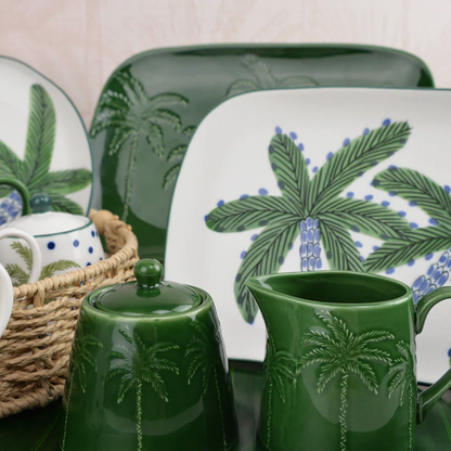 Green palm trees ceramic jug / jar
