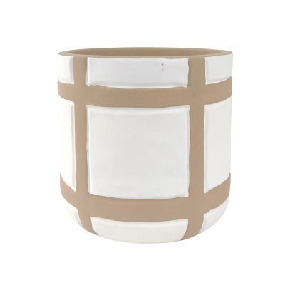 Checkered clay pot planter