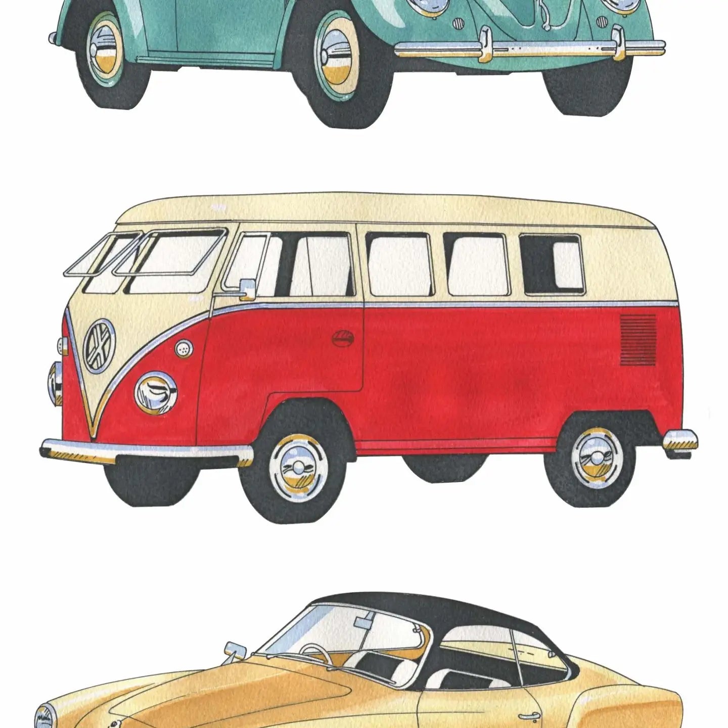 Classic cars tea towel