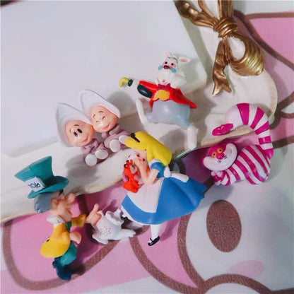 Alice in wonderland mini cake topper / plant pot hanger figure toy set