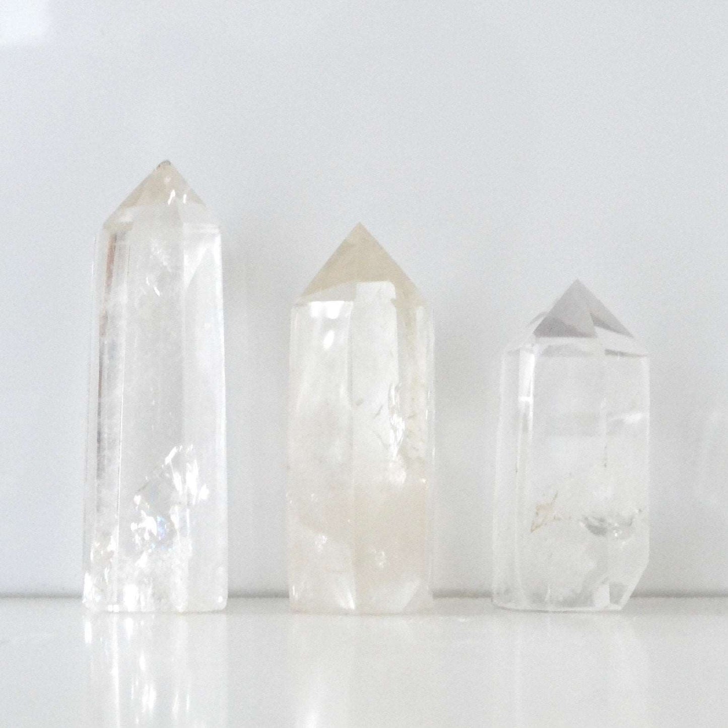 Clear quartz crystal inclusion point generator tower