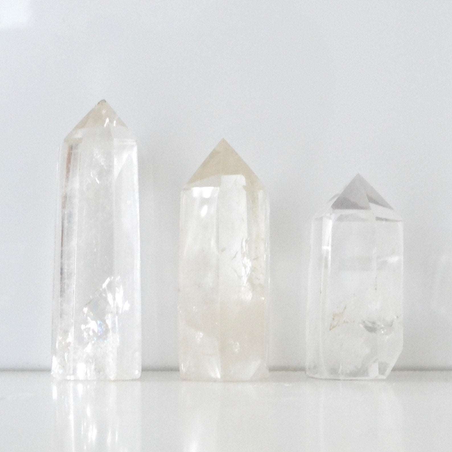 Clear quartz crystal inclusion point generator tower