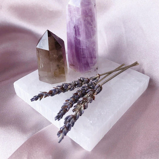 Selenite crystal carved plate / crystal charging tray