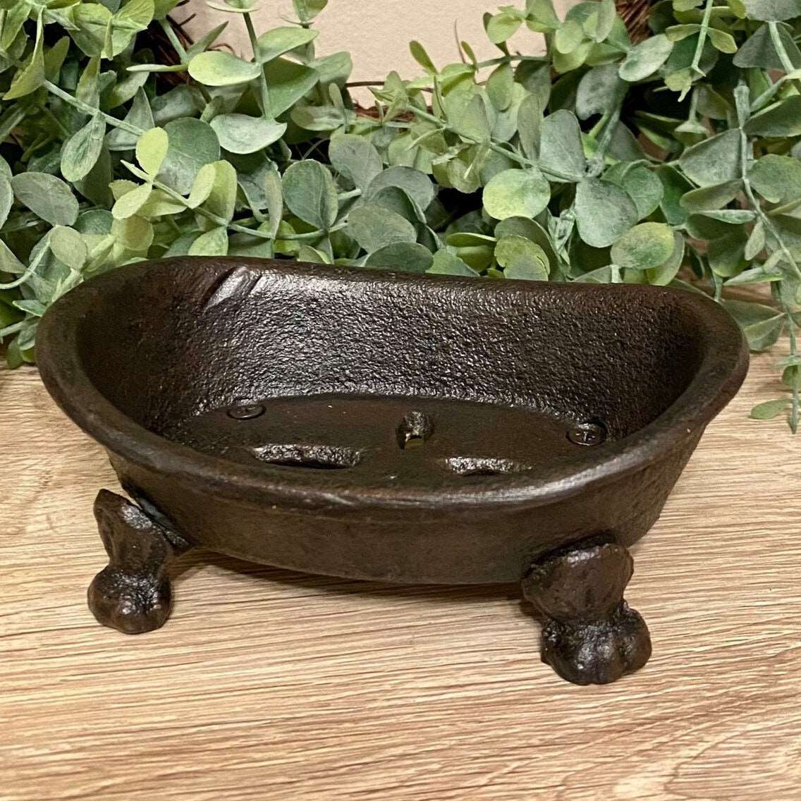 Cast iron soap holder claw foot bath dish