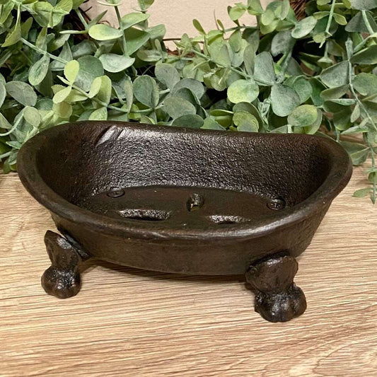 Cast iron soap holder claw foot bath dish