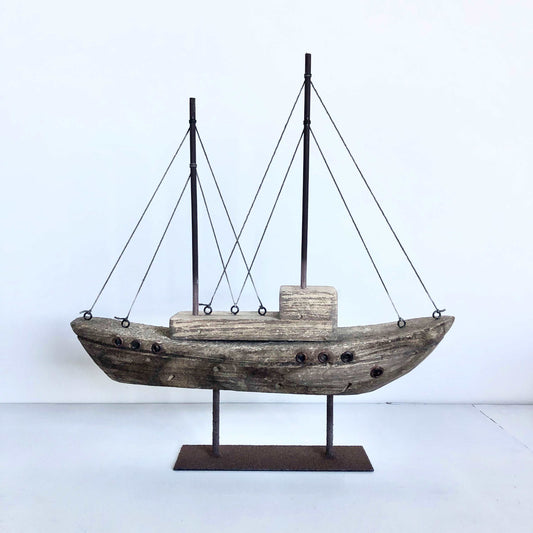 Antique Hamptons coastal decor boat statue