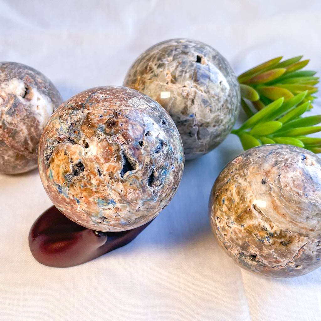 Azurite and Malachite crystal in matrix sphere