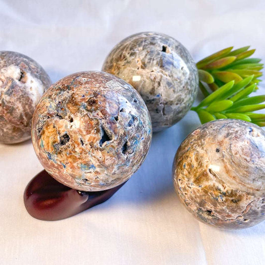 Azurite and Malachite crystal in matrix sphere