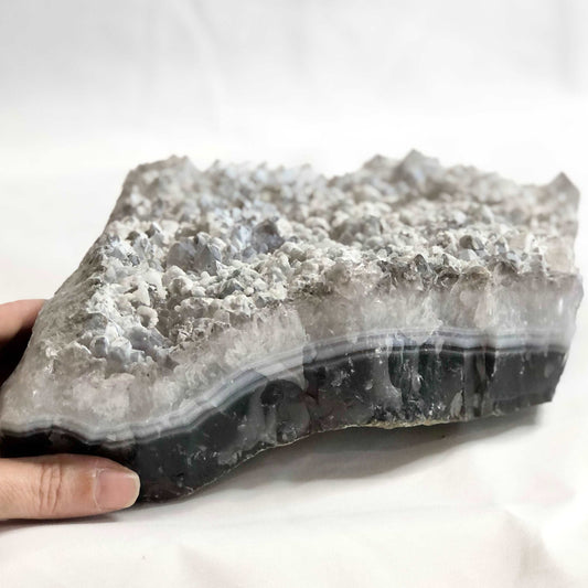 Calcite, Quartz and Blue lace agate crystal cluster XL