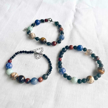 Crystal spheres zodiac bracelet / solar system planets bracelet