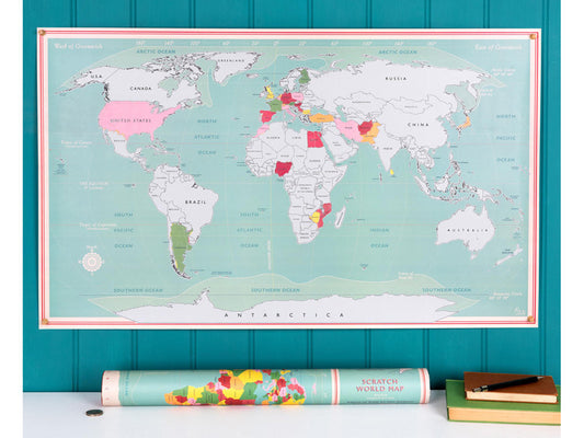 Vintage world map - DIY scratch and customise map poster