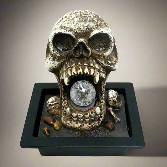 Skull crystal ball desktop water fountain