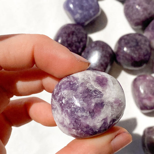 Lepidolite crystal tumble stone