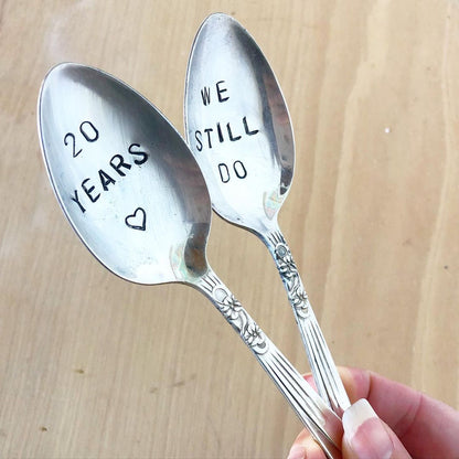 Custom made hand stamped vintage silver cutlery