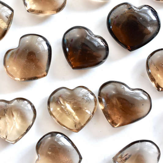 Smoky quartz crystal puffy heart stone