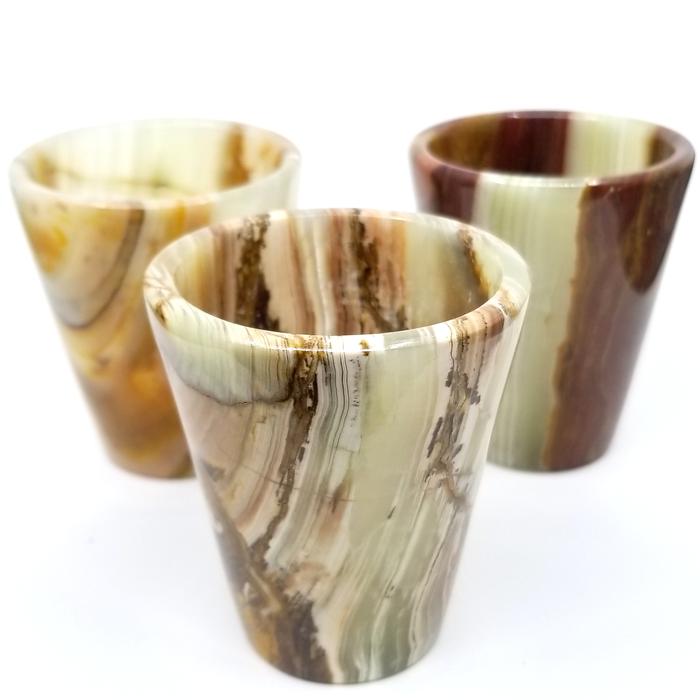 Banded onyx crystal cup / wine glass / chalice / shot glass