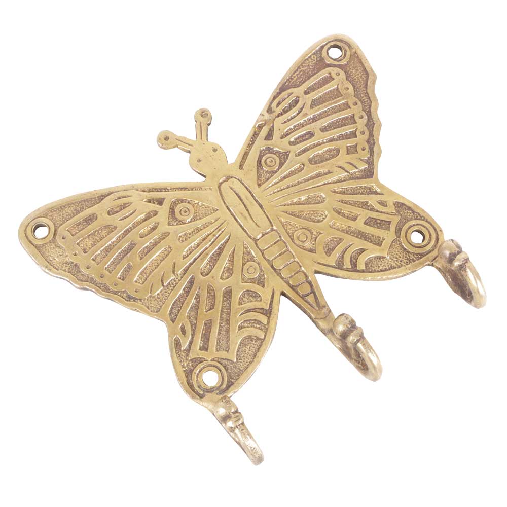Brass butterfly wall hook - triple key hooks / wall hanging