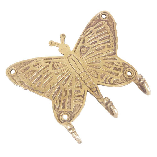 Brass butterfly wall hook - triple key hooks / wall hanging