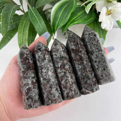 Crystal UV reactive Yooperlite polished point tower