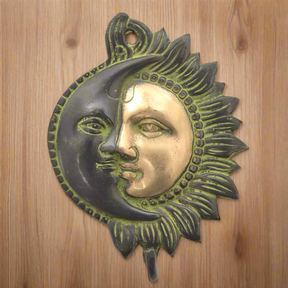 Brass celestial sun & moon wall hook
