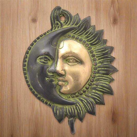 Brass celestial sun & moon wall hook