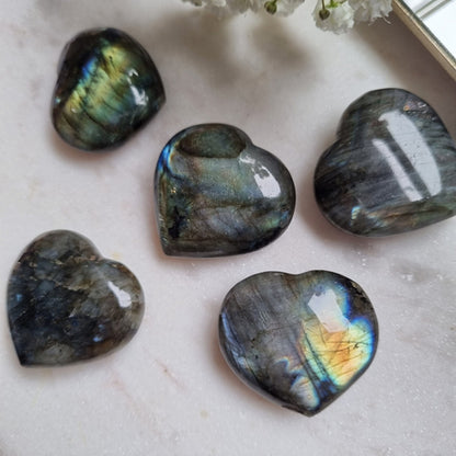 Labradorite crystal polished puffy heart