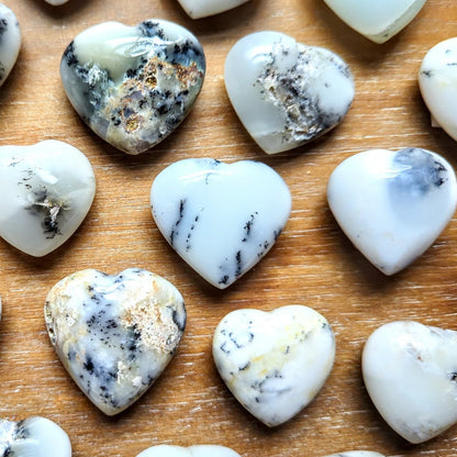 Dendritic opal crystal puffy heart