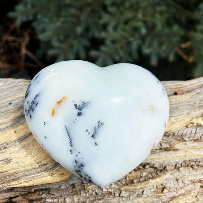 Dendritic opal crystal puffy heart