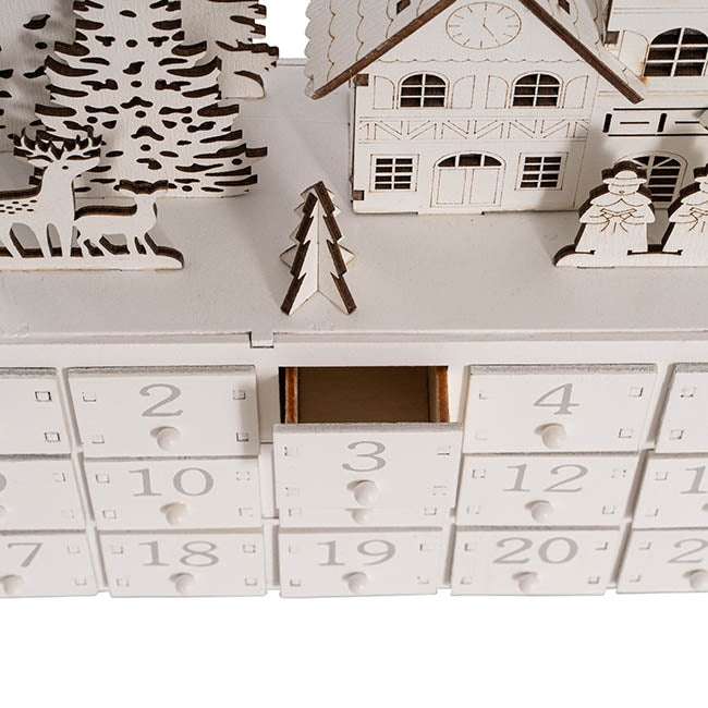 Christmas crystal advent calendar wooden cabinet