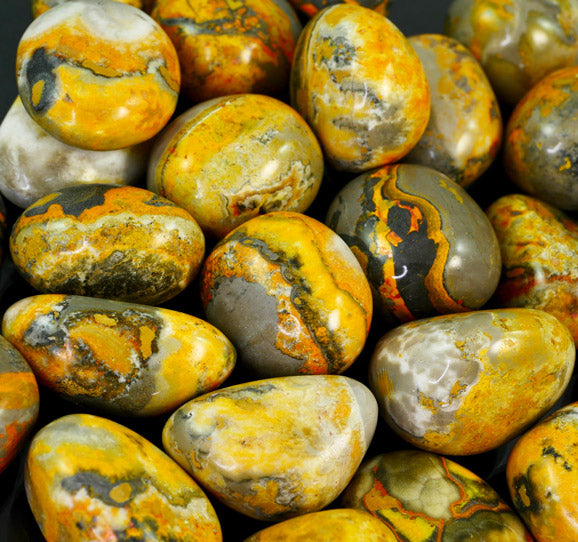 Bumblebee jasper crystal palm stone, coin or tumble