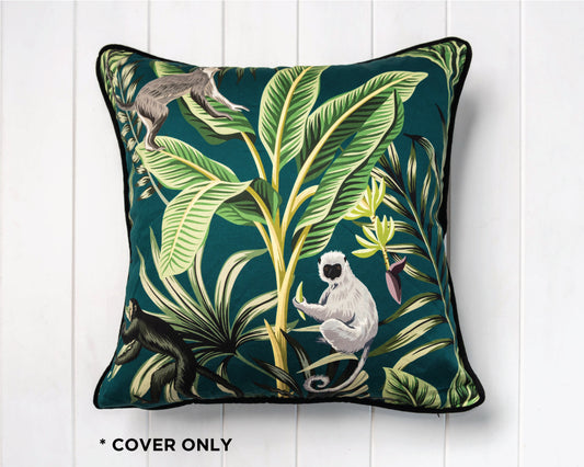 Tropical Monkey cotton & velvet cushion cover