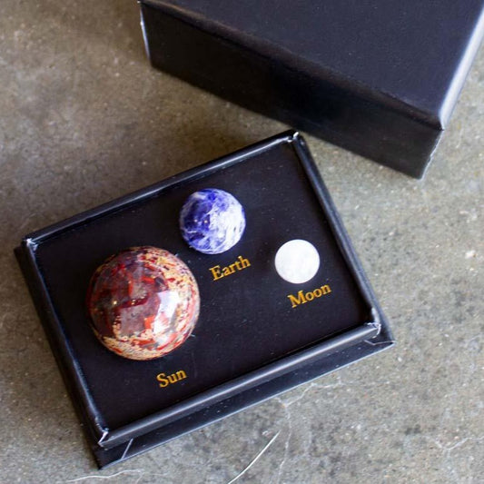 Cosmic crystal spheres gift box desk set - solar system planet earth moon sun