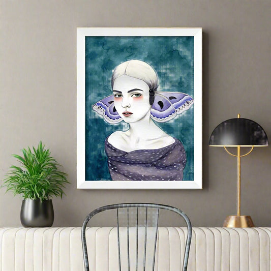 Violet papilio butterfly lady artwork print