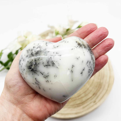 Dendritic opal crystal puffy heart