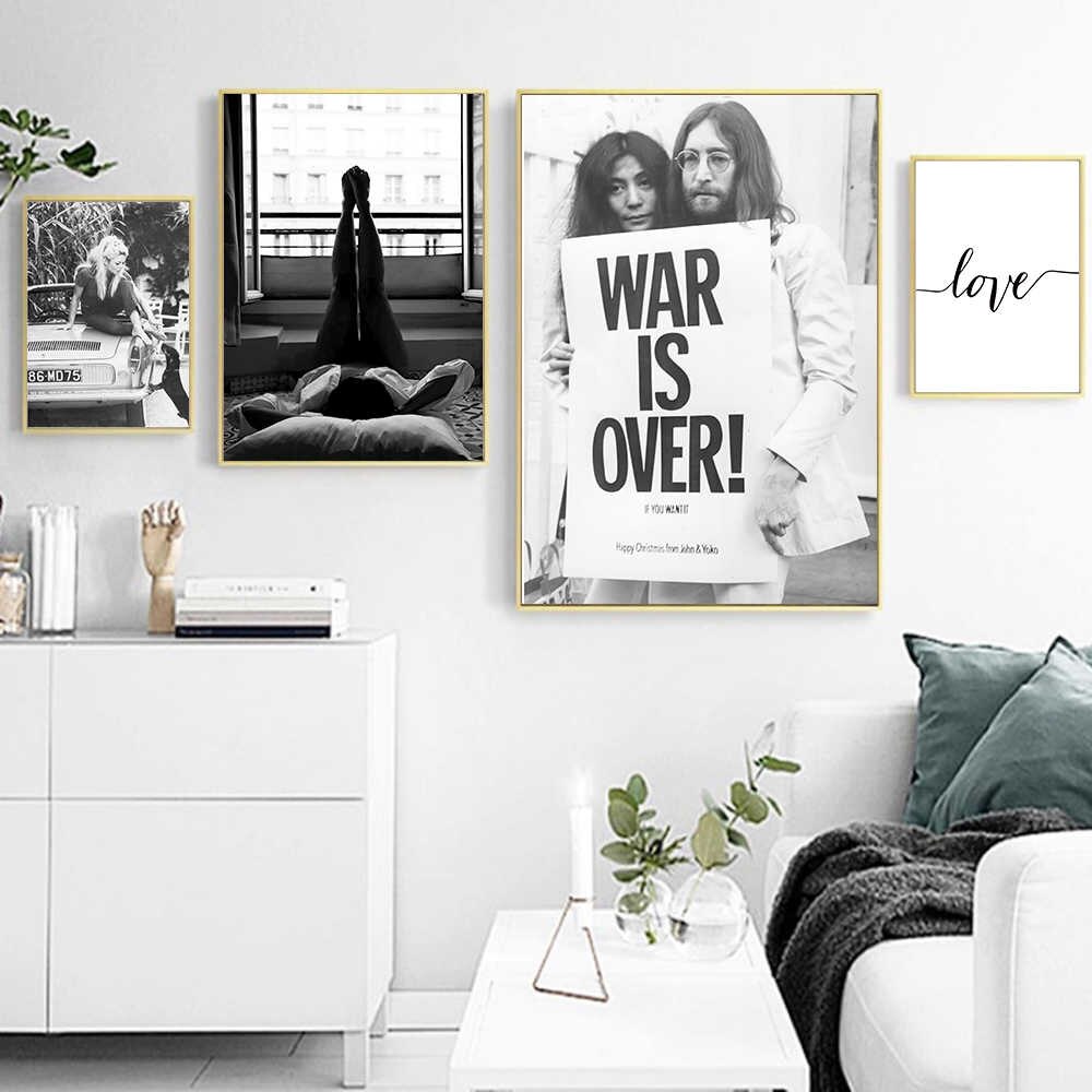 John Lennon pop culture war is over monochrome canvas print