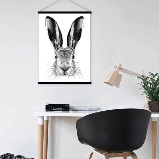 Rabbit hanging scroll poster print