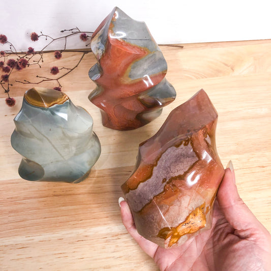 Desert Jasper crystal flame statue