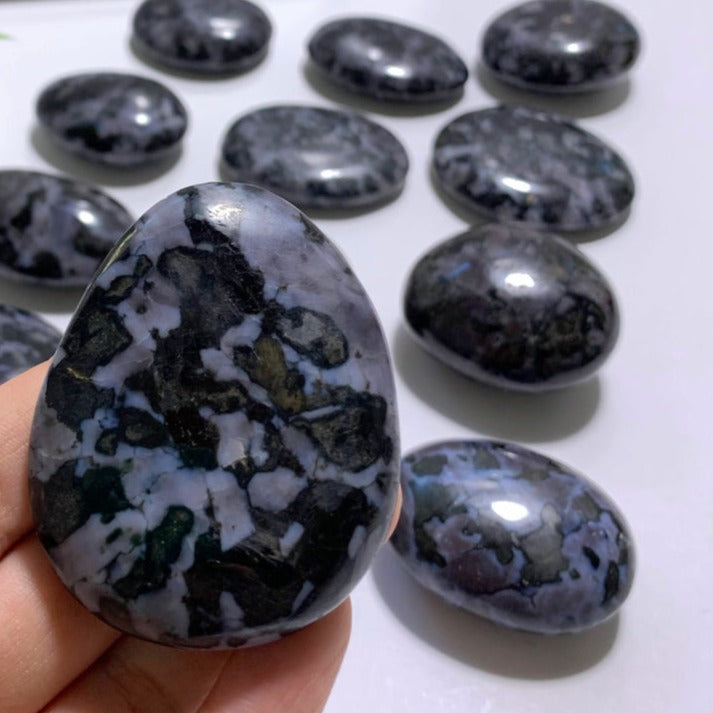 Mystic merlinite crystal palm stone