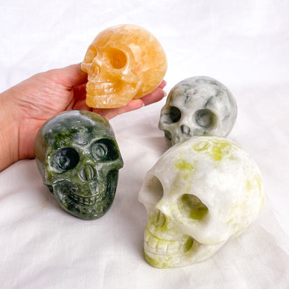 Crystal hand carved skull statue Large