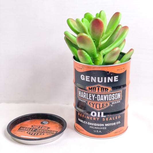 Vintage Harley Davidson Motorcycles Genuine oil barrel storage box tin